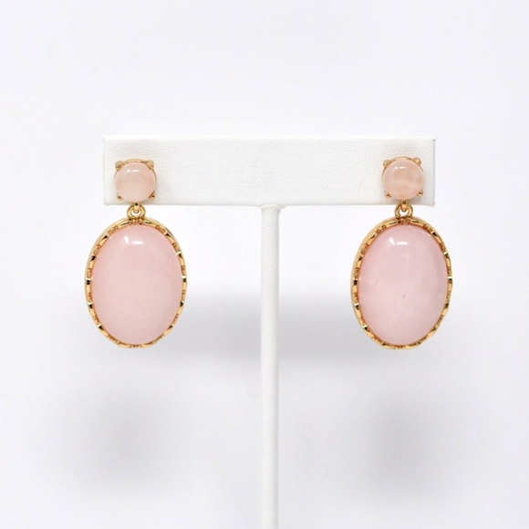 Jewelry - NEW Genuine Rose Quartz Double-Drop Earrings